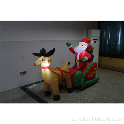 Papai Noel inflável de Natal no trenó de renas